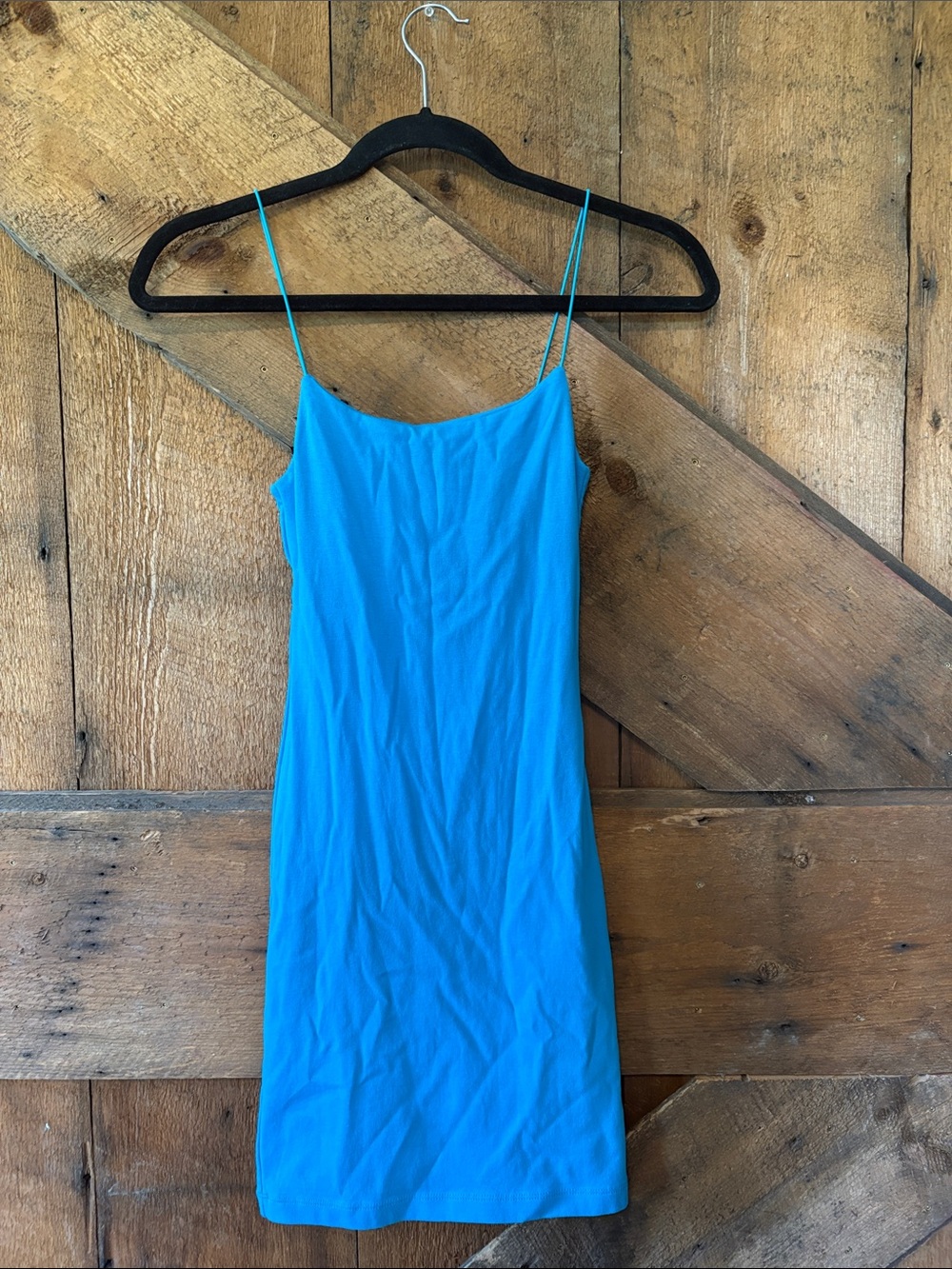 Zara Womens Bright Blue Spaghetti Strap Mini Dress Size S Small Bodycon Slip